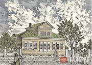 Poster board of Mikhail Lermontov House-Museum in Moscow from the fine print of 
