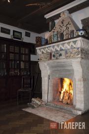 The library fireplace